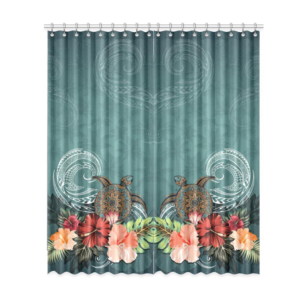 Window Curtain( Two Piece) Hibiscus Polynesian 1 One Size 52"x120"(Two Piece) - Polynesian Pride