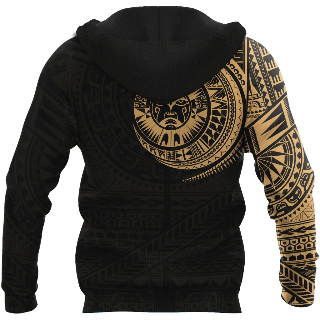 New Zealand Maori Tattoo Hoodie Gold - Polynesian Pride