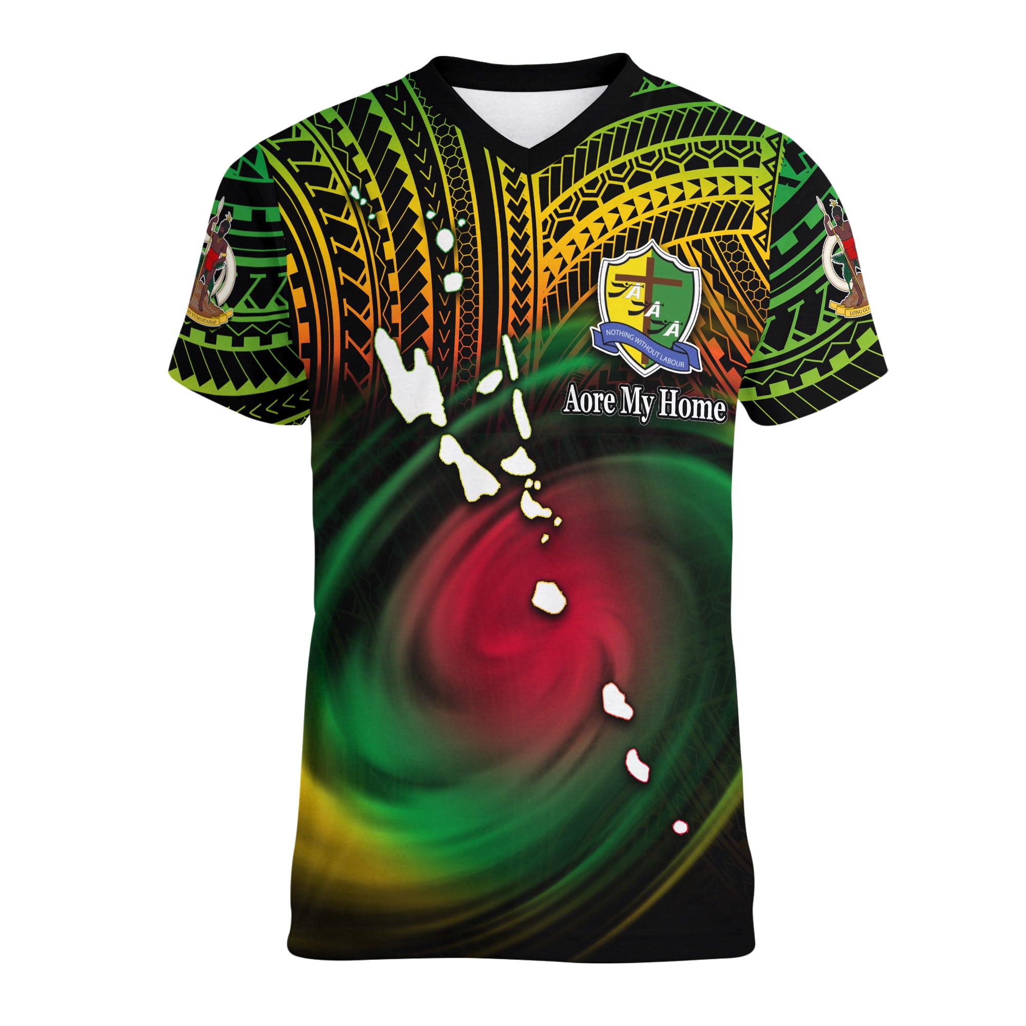 Aore Adventist Academy V neck T Shirt LT6 Unisex Red - Polynesian Pride