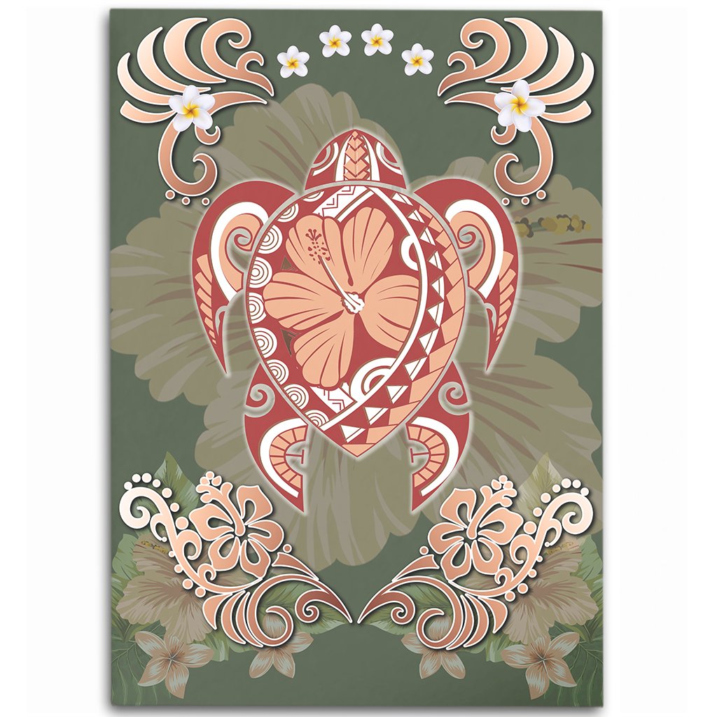 Hawaii Turtle Hibiscus Plumeria Area Rug - Jessi Style - AH Green - Polynesian Pride