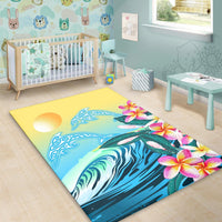 Hawaii Dolphin Plumeria Surfing Polynesian Area Rug - Muriel Style - AH - Polynesian Pride