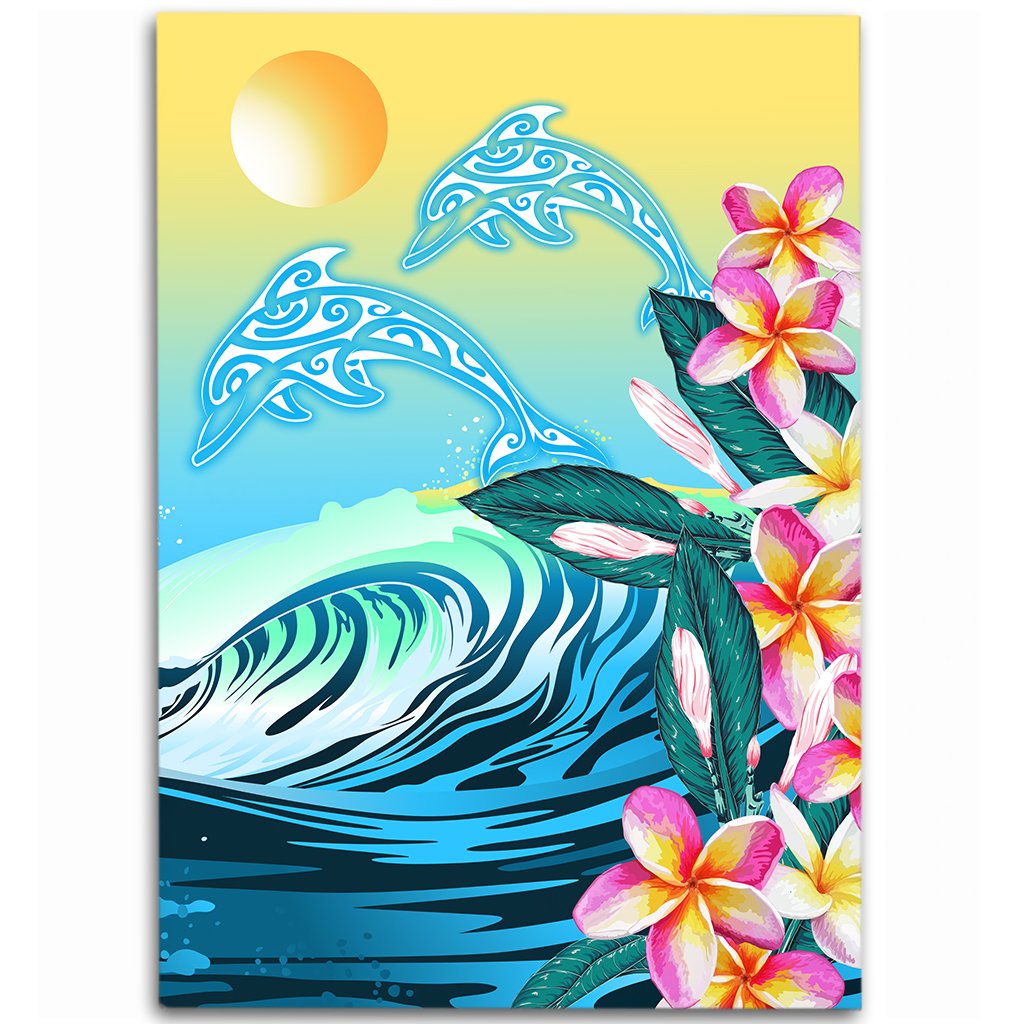 Hawaii Dolphin Plumeria Surfing Polynesian Area Rug - Muriel Style - AH Blue - Polynesian Pride