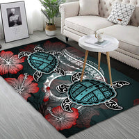 Hawaii Turtle Map Hibiscus Polynesian Area Rug - AH - Polynesian Pride