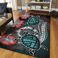 Hawaii Turtle Map Hibiscus Polynesian Area Rug - AH - Polynesian Pride
