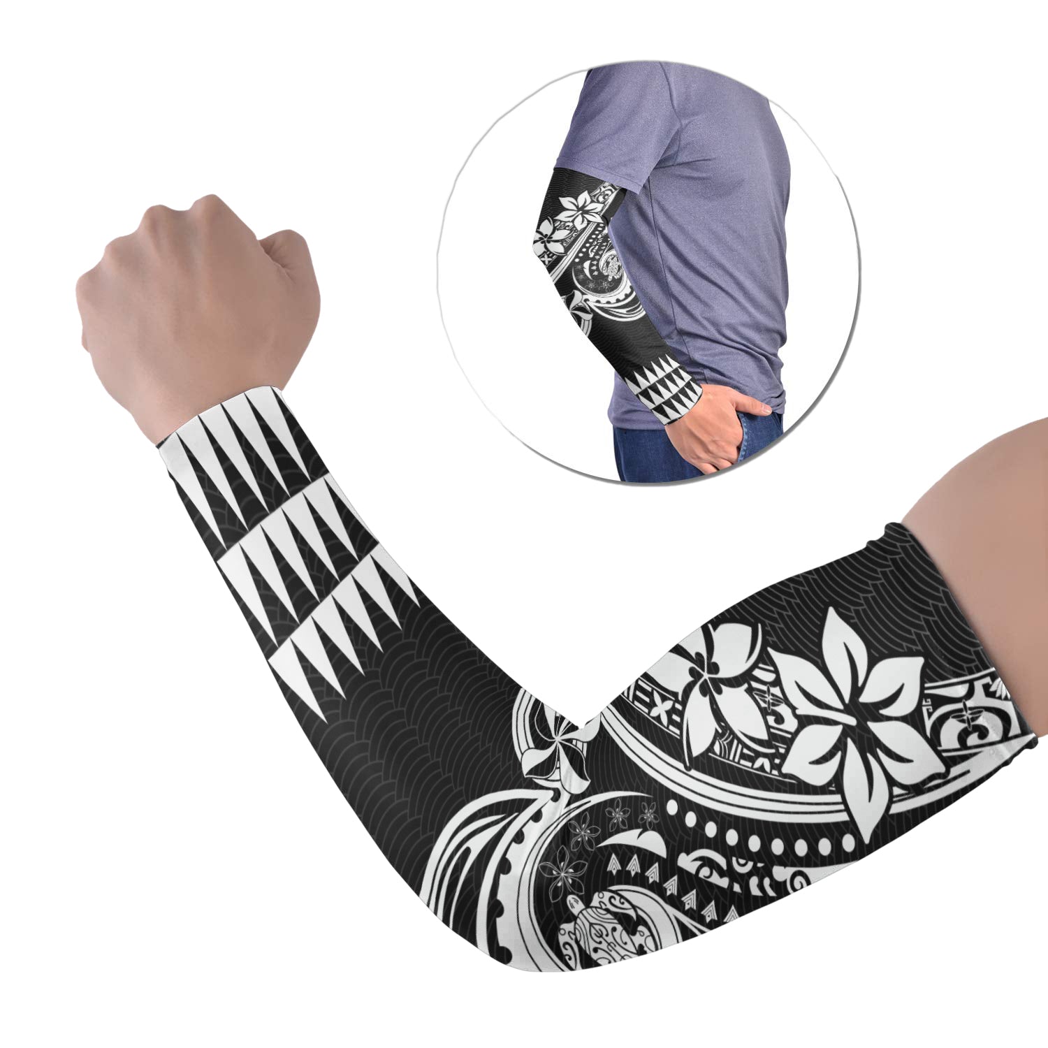 Kakau Hawaiian Polynesian Arm Sleeve 43 (Set of Two) Black LT6 Set of 2 Black - Polynesian Pride