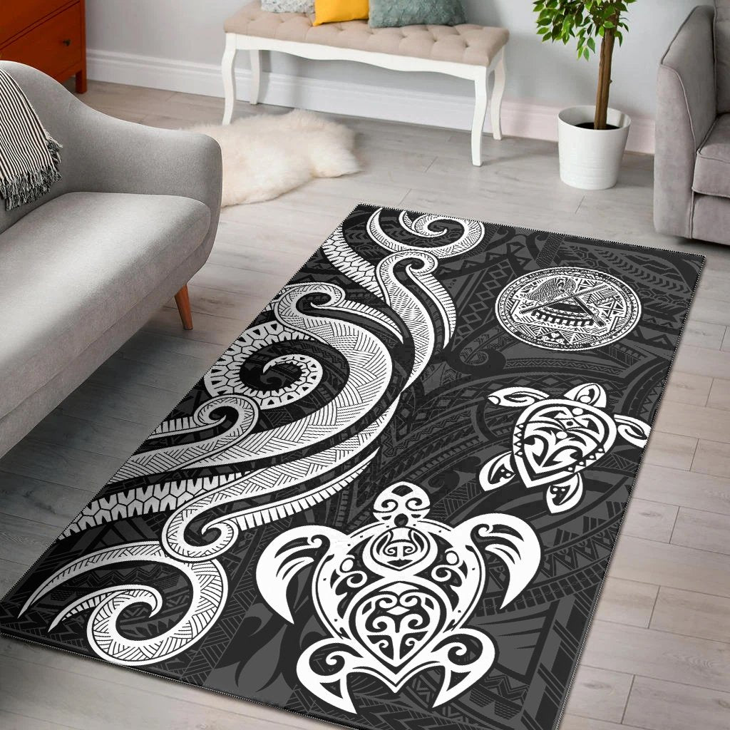 American Samoa Area Rug - White Tentacle Turtle White - Polynesian Pride