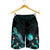 Marshall Islands Polynesian Men's Shorts - Turtle With Blooming Hibiscus Turquoise - Polynesian Pride