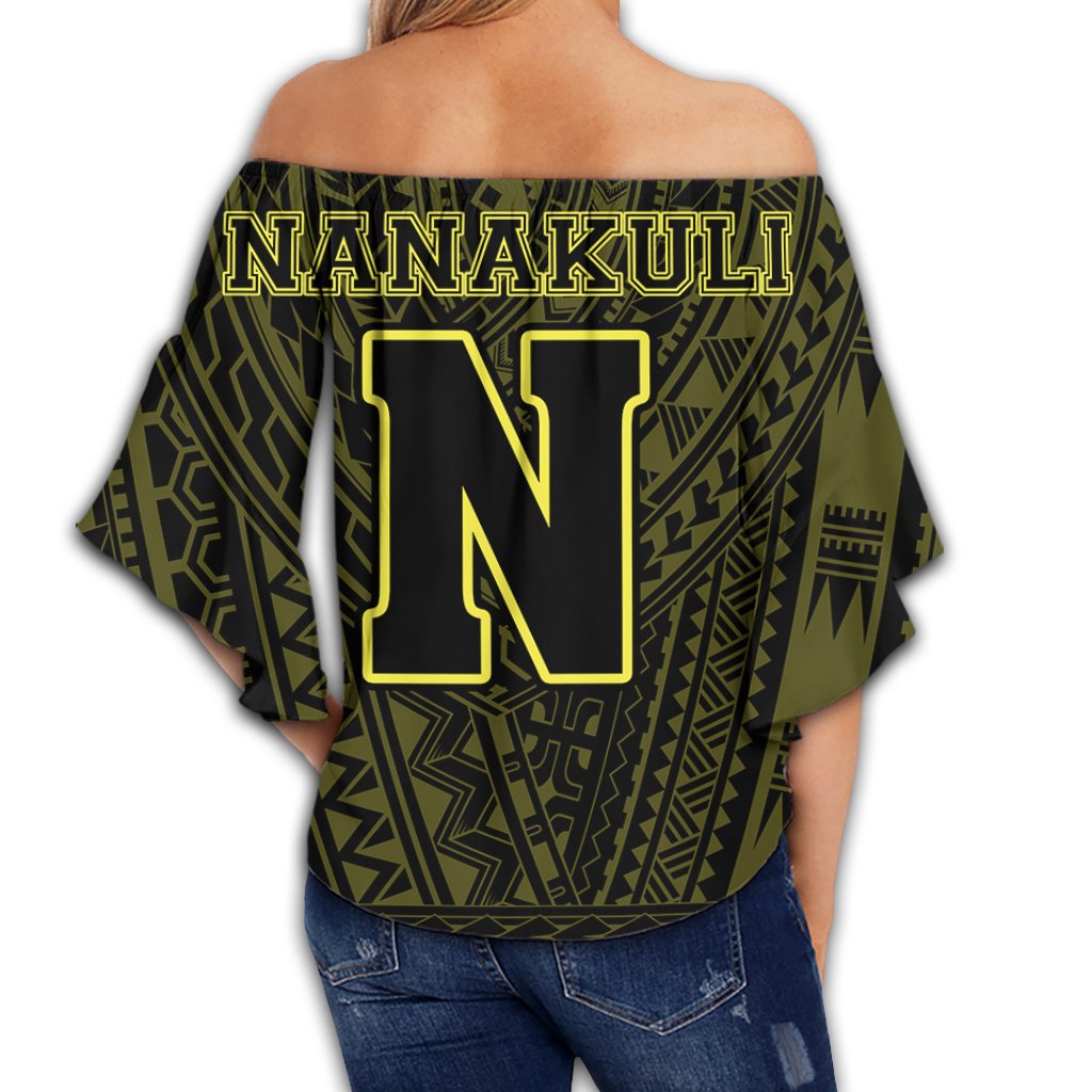 Hawaii - Nanakuli High School Hawk Polynesian Off Shoulder Waist Wrap Top - AH - Polynesian Pride