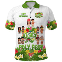 Aloha Poly Fest 10th Annual Polo Shirt Tropical Palm Leaf Flower LT9 Adult White - Polynesian Pride