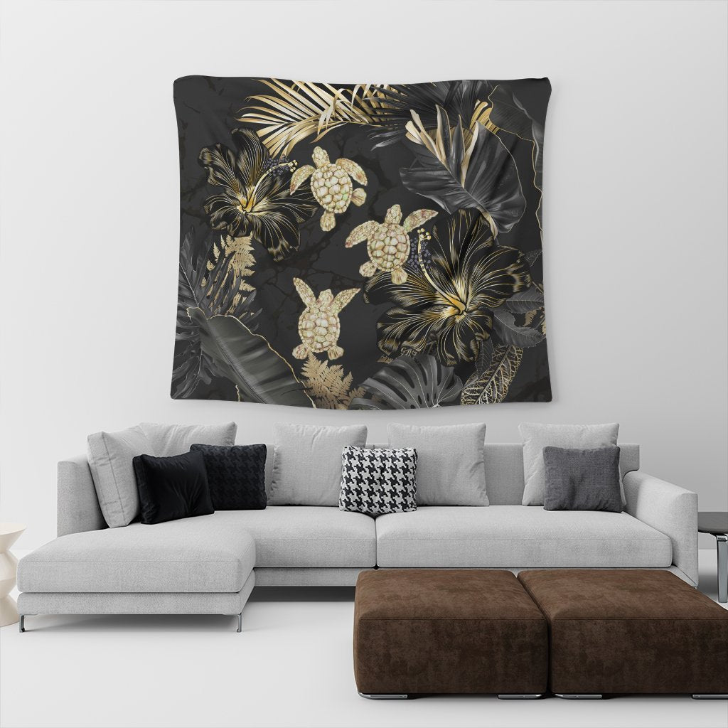 Hawaiian - Golden Tropical Turtle Tapestry AH - Polynesian Pride