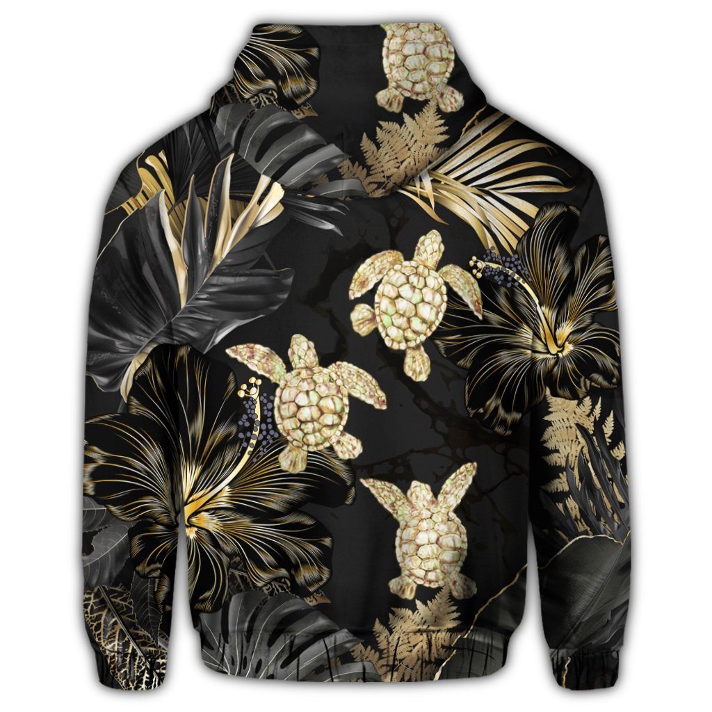 Hawaiian Golden Tropical Turtle Zip Hoodie - Polynesian Pride