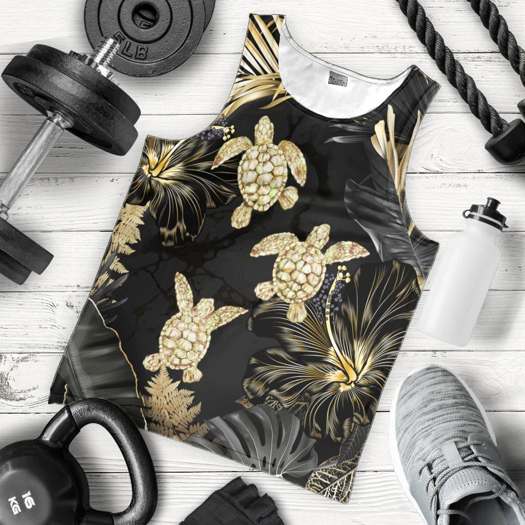 Hawaiian - Golden Tropical Turtle Tank Top AH - Polynesian Pride