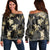 Hawaiian - Golden Tropical Turtle Women's Off Shoulder Sweater AH Black - Polynesian Pride