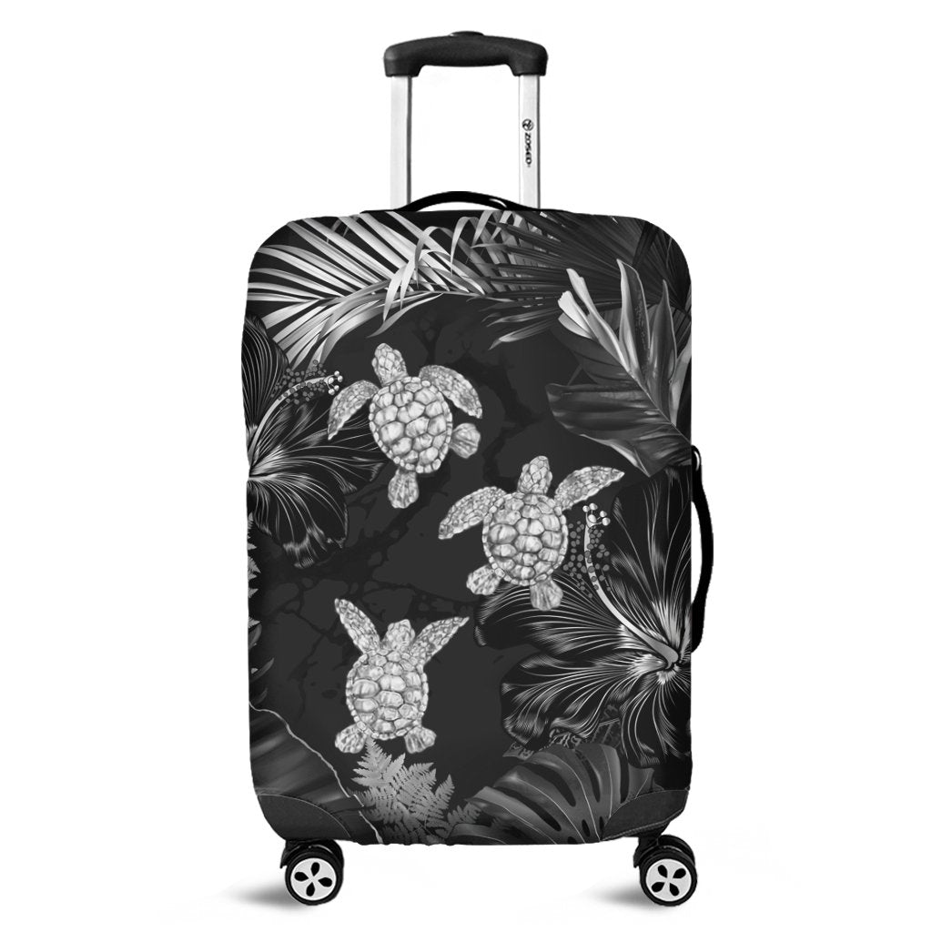 Hawaiian - Silver Tropical Turtle Luggage Covers AH Black - Polynesian Pride