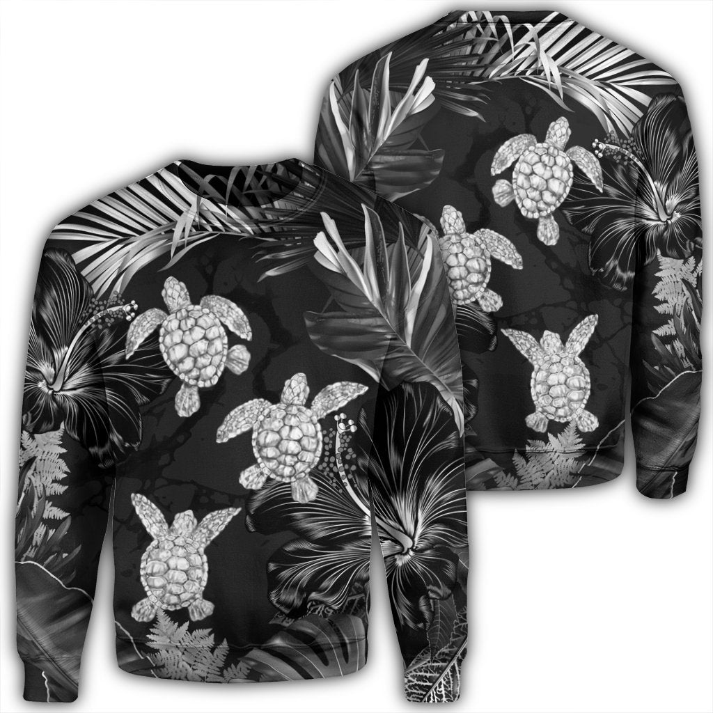 Hawaiian - Silver Tropical Turtle Sweatshirt AH Unisex Black - Polynesian Pride