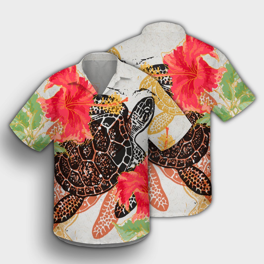 Hawaiian - Hawaii Turtle Art Hibiscus Hawaiian Shirt - AH - Polynesian Pride