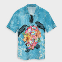 Hawaiian - Hawaii Turtle Hibiscus Plumeria Hawaiian Shirt - AH Unisex Black - Polynesian Pride