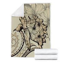 Hawaii Blanket - Hawaii Turtle Hibiscus Polynesian Vintage Premium Blankets - Beige - AH - Polynesian Pride