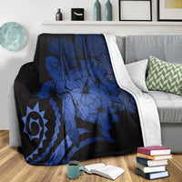 Hawaii Blanket - Hawaii Turtle Hibiscus Polynesian Vintage Premium Blankets - Blue - AH - Polynesian Pride