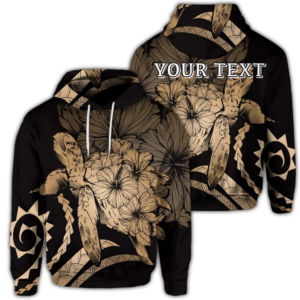 Custom Hawaiian Hawaii Turtle Hibiscus Polynesian Vintage Hoodie Gold Polyester - Polynesian Pride