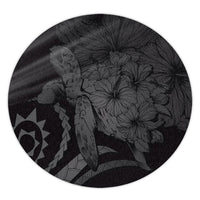 Hawaiian - Hawaii Turtle Hibiscus Polynesian Vintage Round Carpet - Gray - AH Round Carpet Luxurious Plush - Polynesian Pride