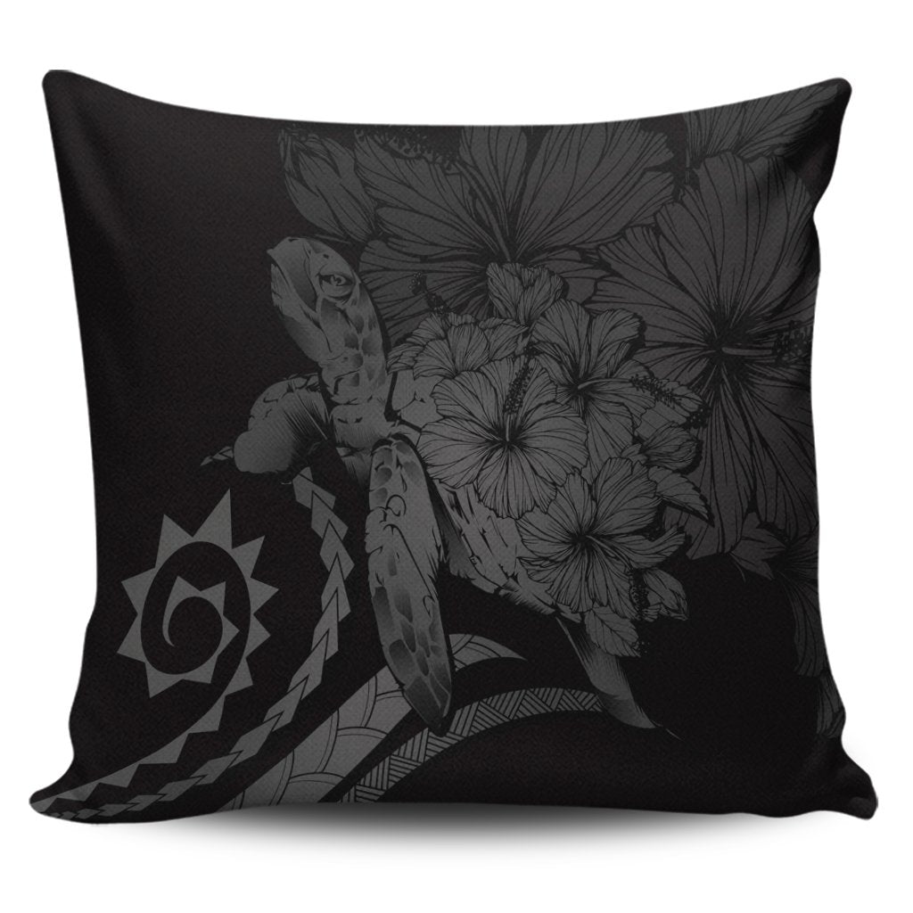 Hawaiian - Hawaii Turtle Hibiscus Polynesian Vintage Pillow Covers - Gray - AH Pillow Covers Black - Polynesian Pride