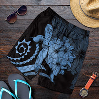 Hawaiian - Hawaii Turtle Hibiscus Polynesian Vintage Men's Shorts - Pastel Blue - AH Art - Polynesian Pride