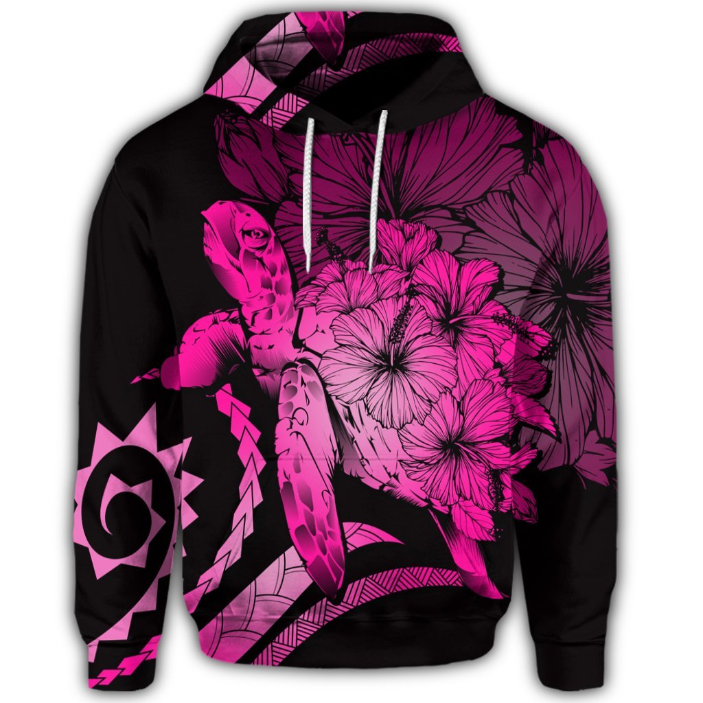 Hawaiian Hoodie Hawaiian Turtle Hibiscus Polynesian Vintage Hoodie Pink - Polynesian Pride