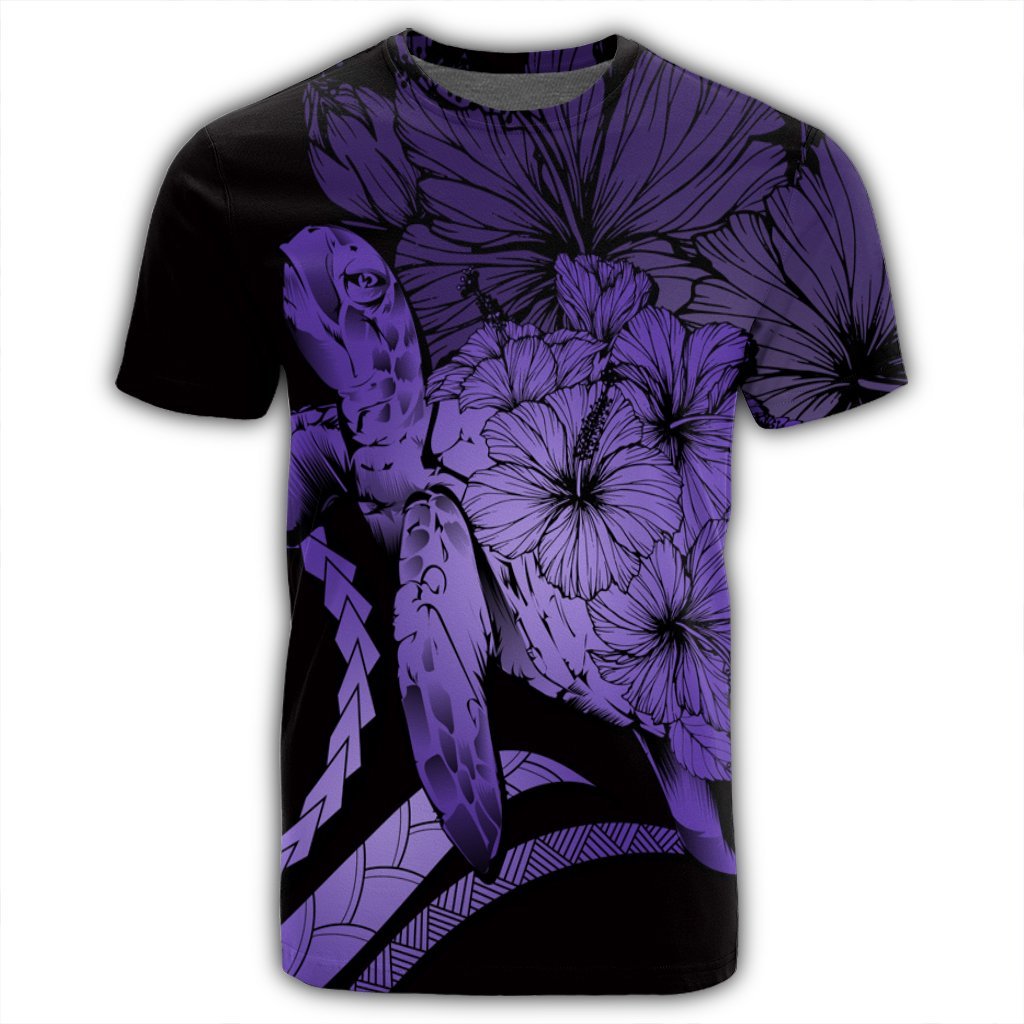 Hawaiian Hawaii Turtle Hibiscus Polynesian Vintage T Shirt Purple - Polynesian Pride