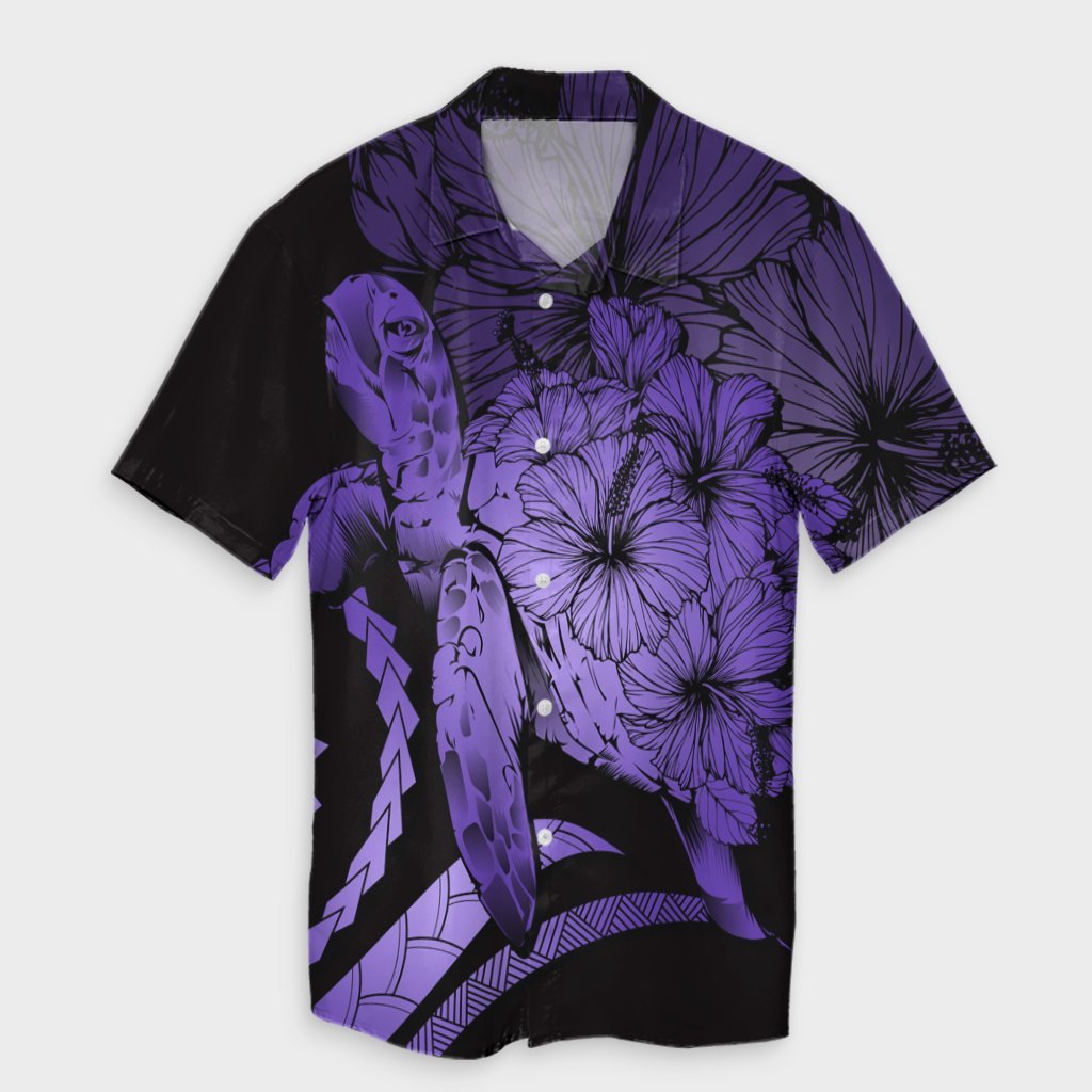 Hawaiian - Hawaii Turtle Hibiscus Polynesian Vintage Hawaiian Shirt - Purple - AH Unisex Black - Polynesian Pride