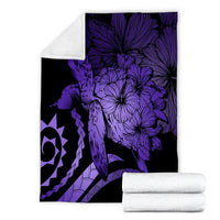 Hawaii Blanket - Hawaii Turtle Hibiscus Polynesian Vintage Premium Blankets - Purple - AH - Polynesian Pride