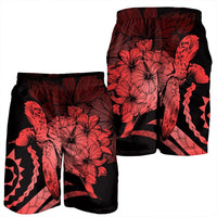 Hawaiian - Hawaii Turtle Hibiscus Polynesian Vintage Men's Shorts - Red - AH - Polynesian Pride