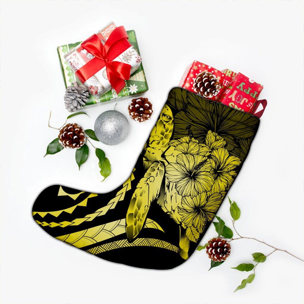 Hawaiian - Hawaii Turtle Hibiscus Polynesian Vintage Christmas Stocking - Yellow - AH - Polynesian Pride