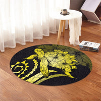 Hawaiian - Hawaii Turtle Hibiscus Polynesian Vintage Round Carpet - Yellow - AH - Polynesian Pride