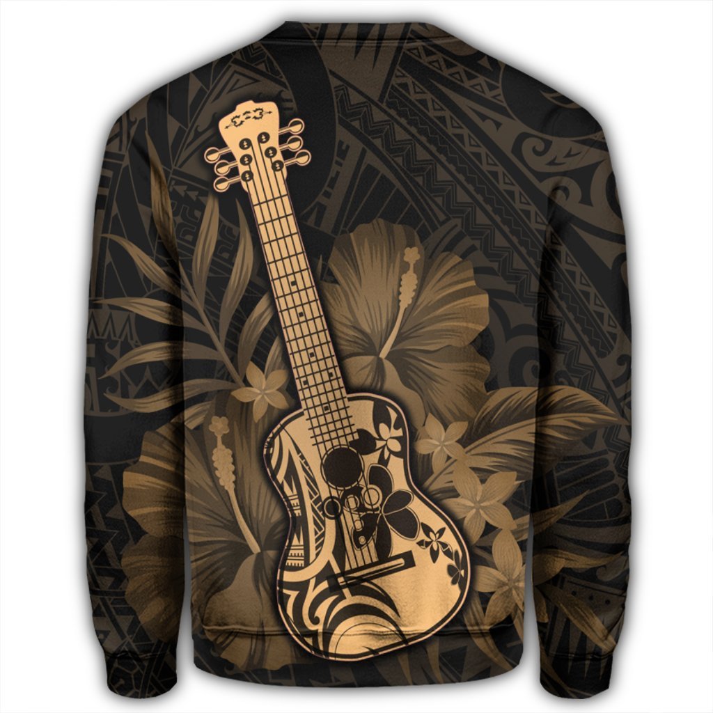 Hawaiian - Hawaii Ukulele Flower Sweatshirt - Gold - AH - Polynesian Pride