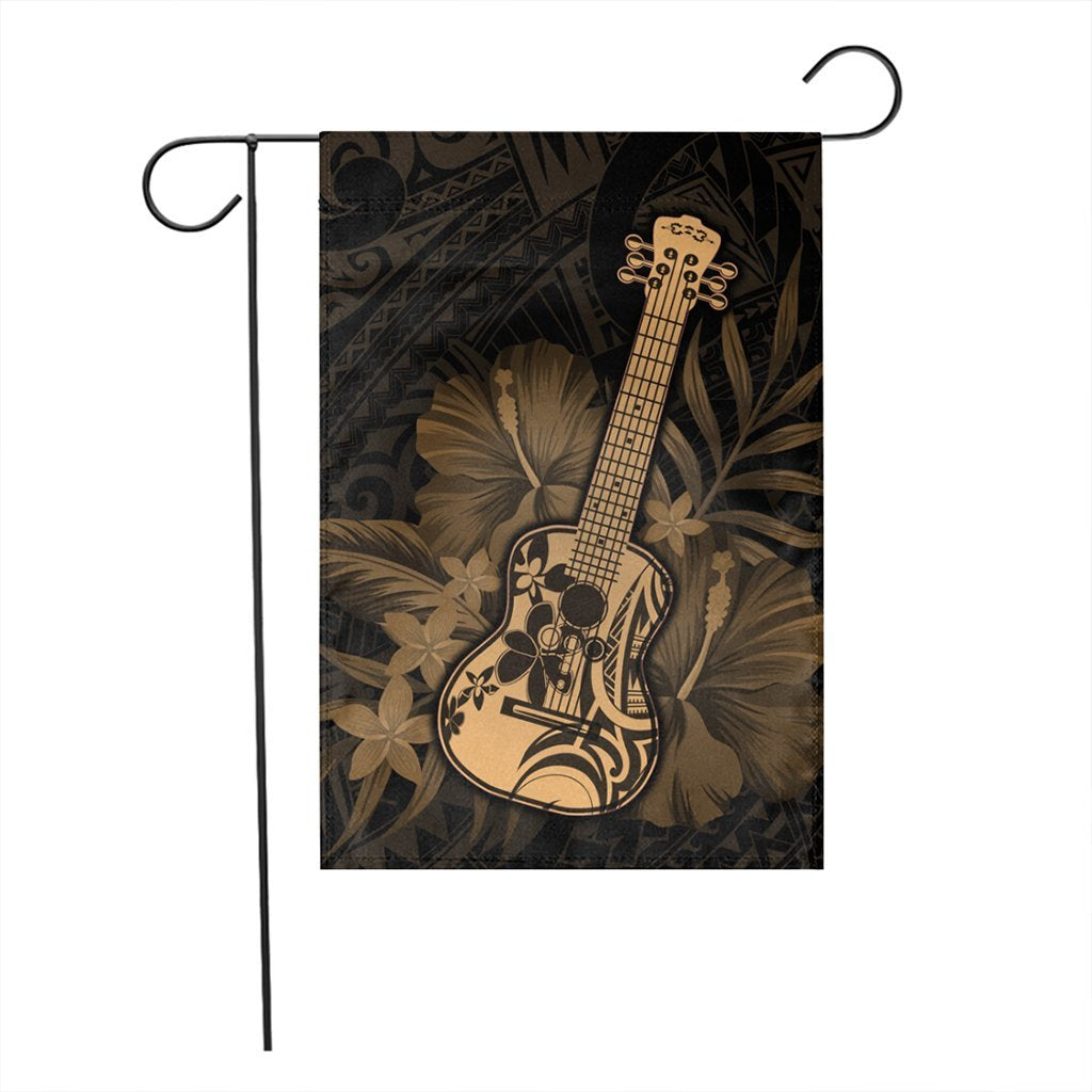 Hawaiian - Hawaii Ukulele Flower Flag - Gold - AH - Polynesian Pride