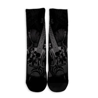 Hawaiian - Hawaii Ukulele Flower Crew Socks - Gray - AH - Polynesian Pride