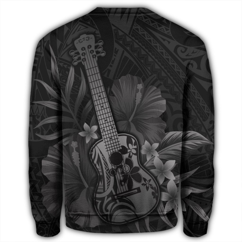 Hawaiian - Hawaii Ukulele Flower Sweatshirt - Gray - AH - Polynesian Pride