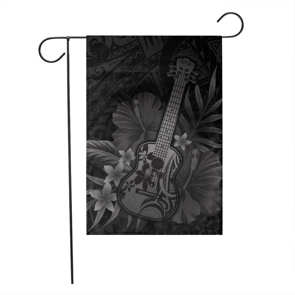 Hawaiian - Hawaii Ukulele Flower Flag - Gray - AH - Polynesian Pride