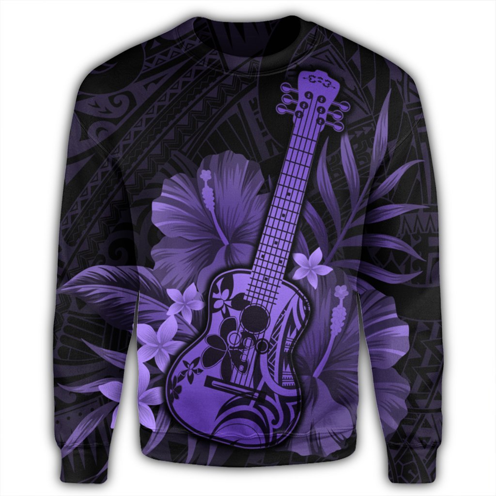 Hawaiian - Hawaii Ukulele Flower Sweatshirt - Purple - AH - Polynesian Pride
