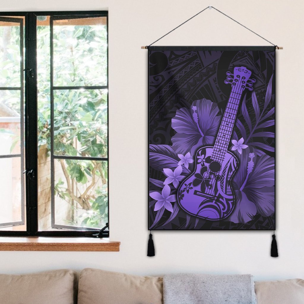 Hawaiian - Hawaii Ukulele Flower Hanging Poster - Purple - AH - Polynesian Pride