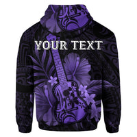 Custom Hawaiian Hawaii Ukulele Flower Hoodie Purple - Polynesian Pride