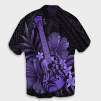 Hawaiian - Hawaii Ukulele Flower Hawaiian Shirt - Purple - AH - Polynesian Pride