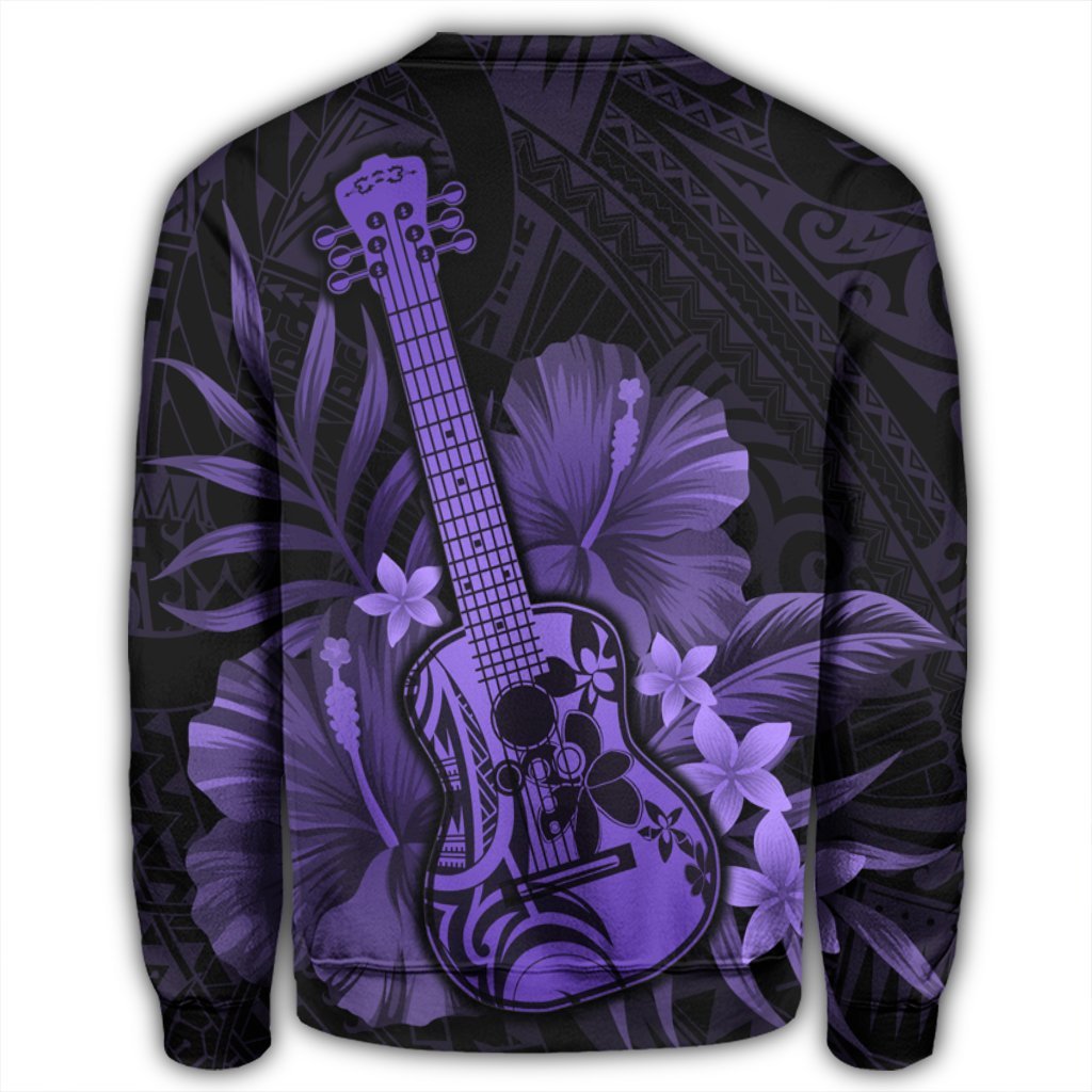 Hawaiian - Hawaii Ukulele Flower Sweatshirt - Purple - AH - Polynesian Pride