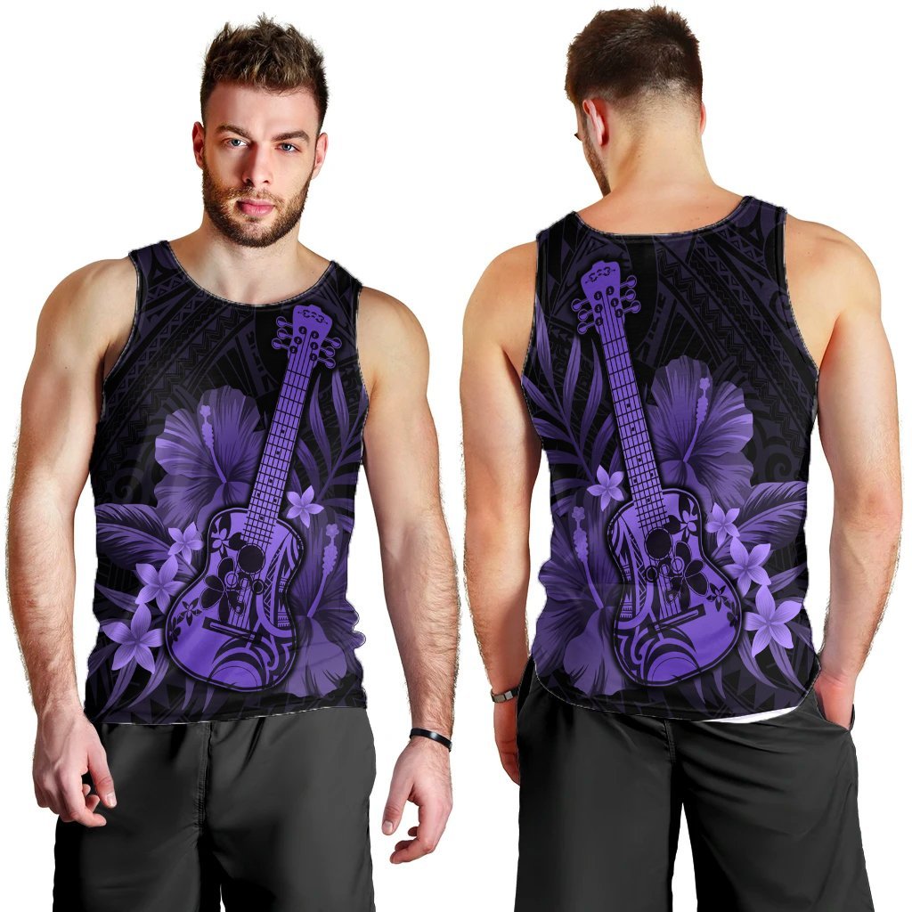 Hawaiian - Hawaii Ukulele Flower Tank Top - Purple - AH - Polynesian Pride