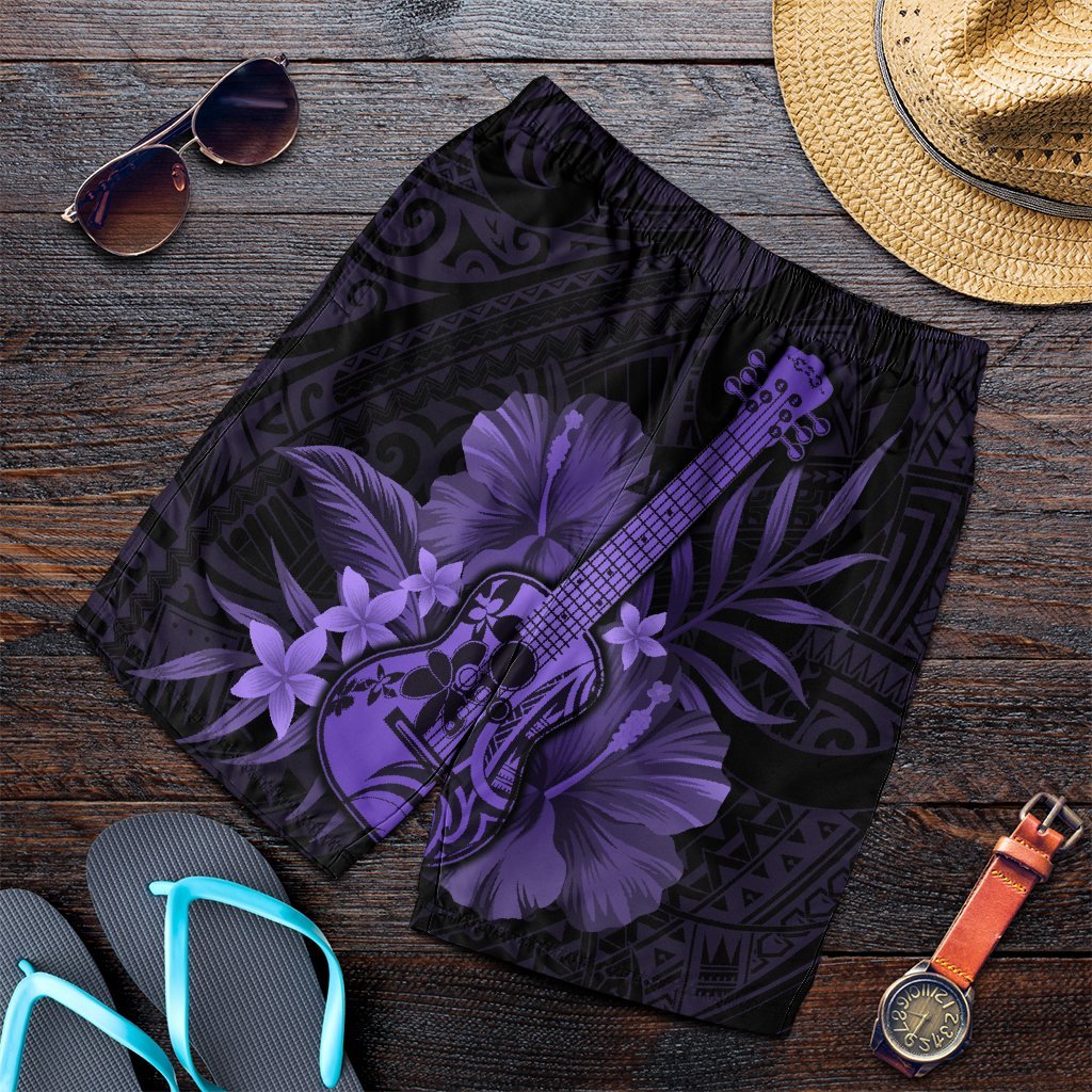 Hawaiian - Hawaii Ukulele Flower Men's Shorts - Purple - AH Art - Polynesian Pride