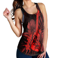 Hawaiian - Hawaii Ukulele Flower Racerback Tank - Red - AH - Polynesian Pride