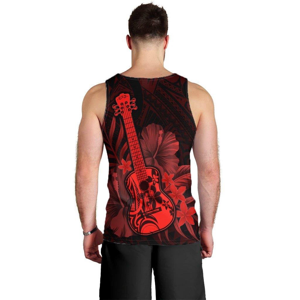 Hawaiian - Hawaii Ukulele Flower Tank Top - Red - AH - Polynesian Pride