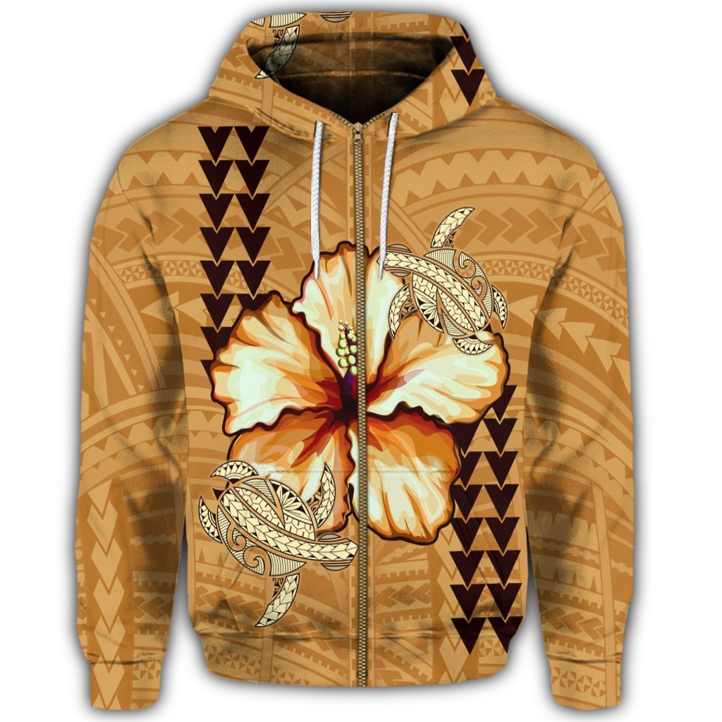 Hawaiian Hawaiian Vintage Hibiscus Zip Hoodie - Polynesian Pride