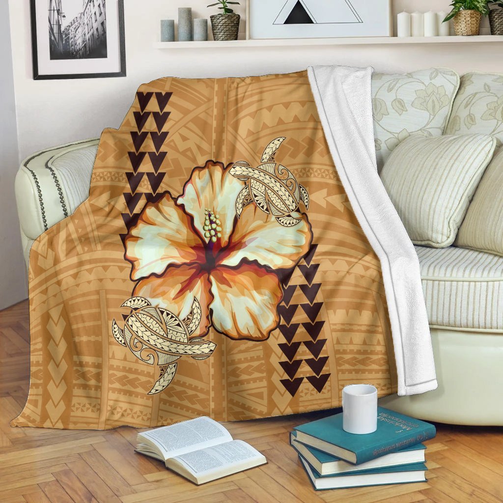 Hawaii Hawaiian Vintage Hibiscus Premium Blankets AH White - Polynesian Pride